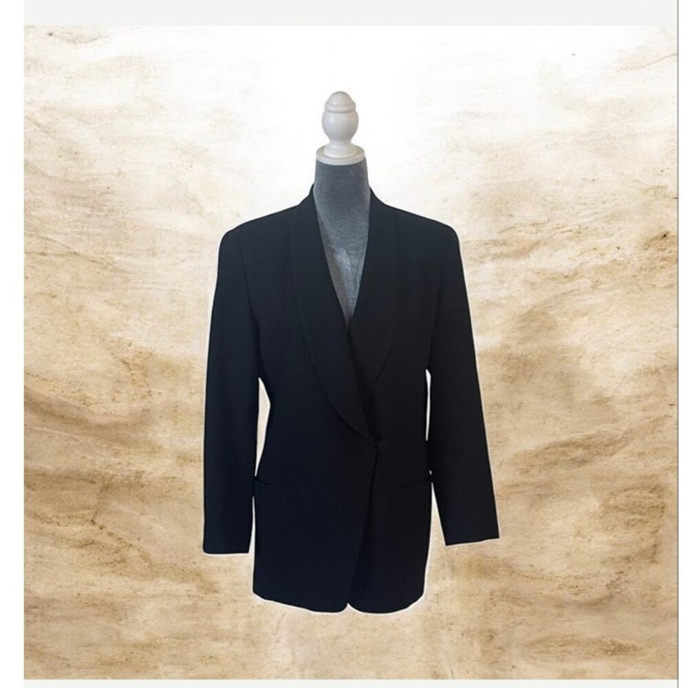 Y2K Rena Rowan Women's Black Pure Wool Blazer Jacket Size 8